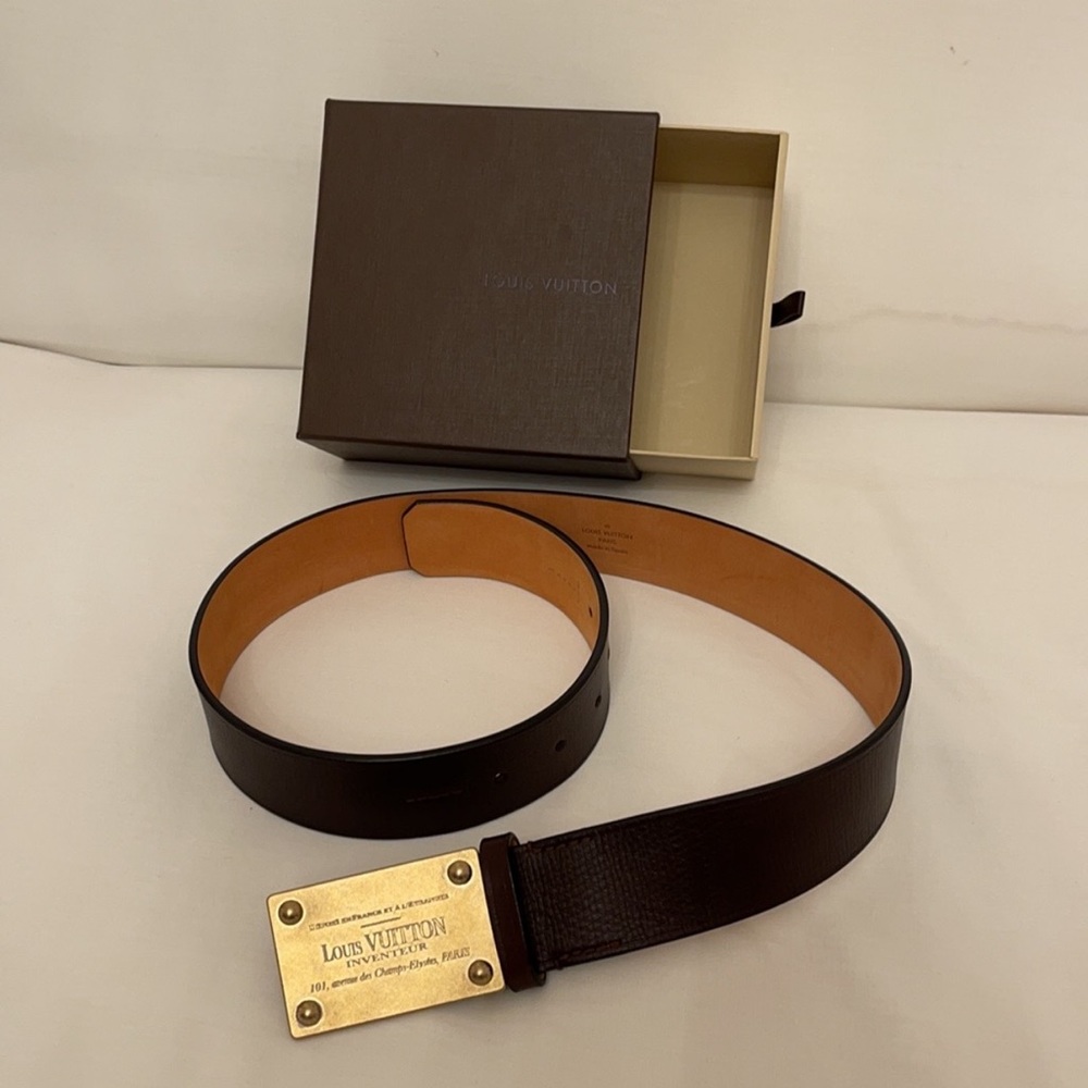 BROWN LEATHER LOUIS VUITTON BELT VOYAGE COLLECTION